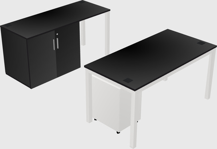 Parallel desk + cabinet