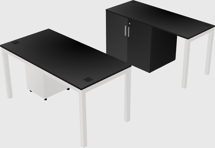 Parallel desk + cabinet