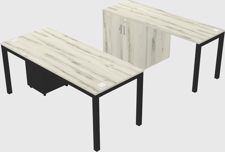 Parallel desk + cabinet