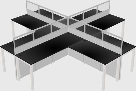 Shared l-shaped cubicles