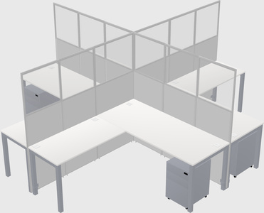 Shared l-shaped cubicles