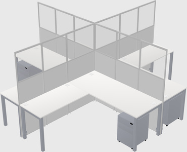 Shared l-shaped cubicles