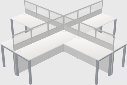 Shared l-shaped cubicles