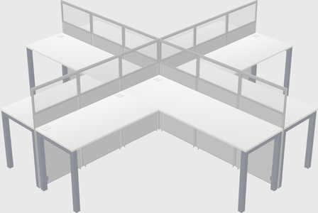 Shared l-shaped cubicles