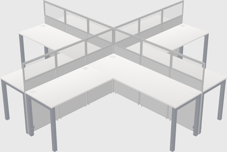 Shared l-shaped cubicles