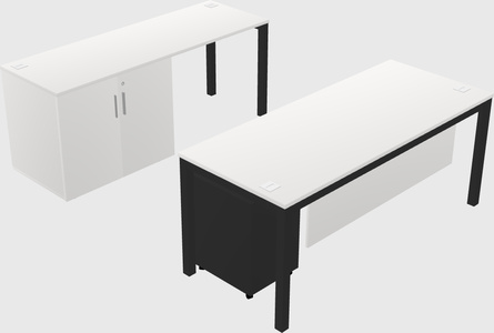 Parallel desk + cabinet