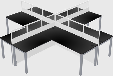 Shared l-shaped cubicles