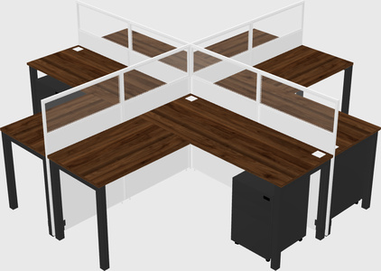 Shared l-shaped cubicles