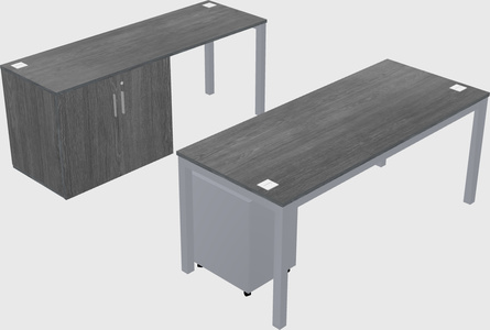 Parallel desk + cabinet