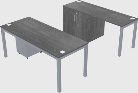 Parallel desk + cabinet