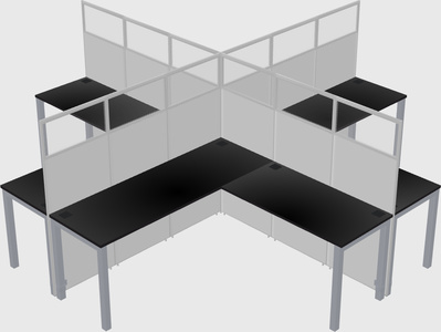 Shared l-shaped cubicles