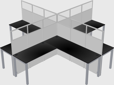 Shared l-shaped cubicles