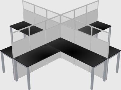 Shared l-shaped cubicles