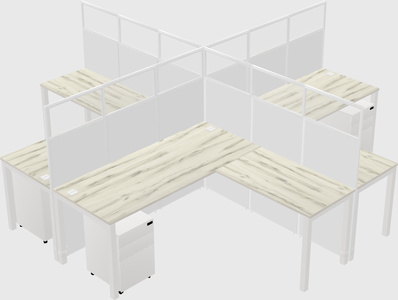 Shared l-shaped cubicles