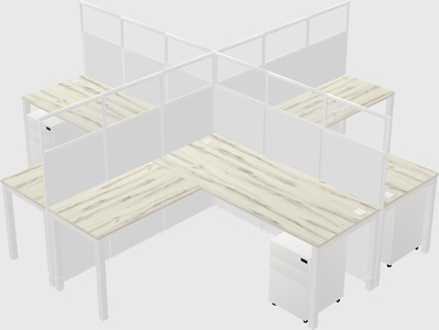 Shared l-shaped cubicles
