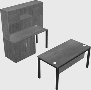 Parallel desk + cabinet