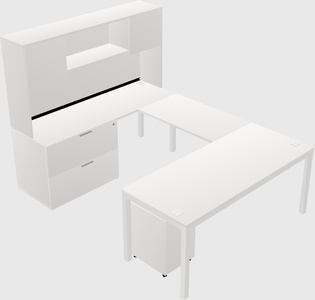 U-shaped desk + file cabinet