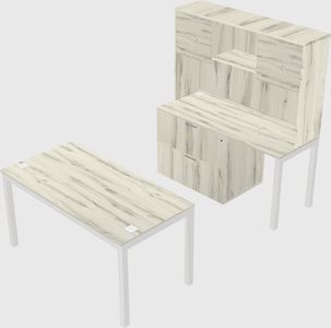 Parallel desk + file cabinet