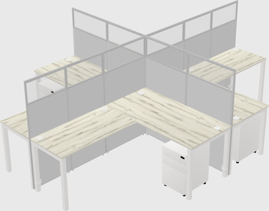 Shared l-shaped cubicles