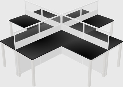 Shared l-shaped cubicles