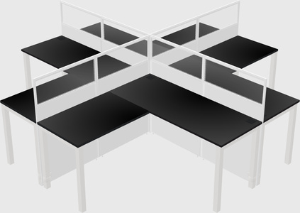 Shared l-shaped cubicles