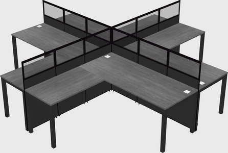 Shared l-shaped cubicles