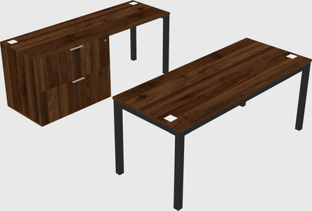Parallel desk + file cabinet