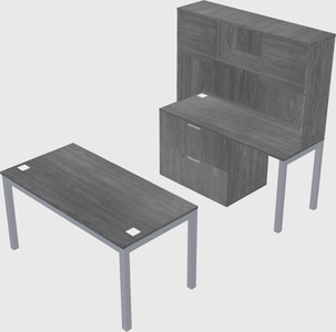 Parallel desk + file cabinet