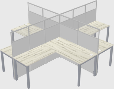 Shared l-shaped cubicles