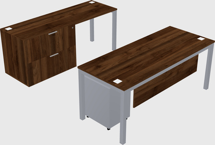 Parallel desk + file cabinet