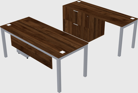 Parallel desk + file cabinet