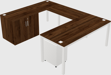 U-shaped desk + cabinet
