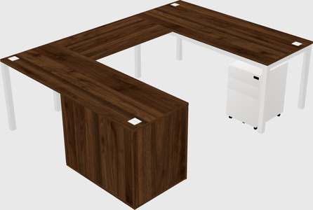 U-shaped desk + cabinet