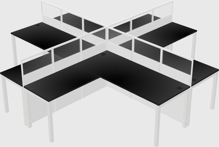 Shared l-shaped cubicles