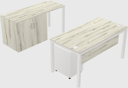 Parallel desk + cabinet