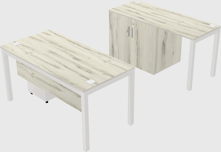 Parallel desk + cabinet