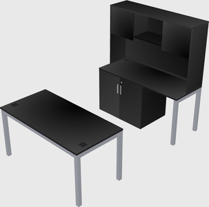 Parallel desk + cabinet