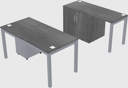 Parallel desk + cabinet