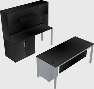 Parallel desk + cabinet
