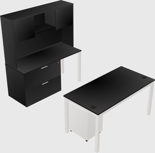 Parallel desk + file cabinet