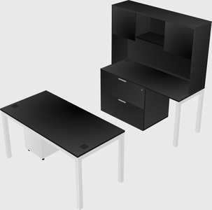 Parallel desk + file cabinet