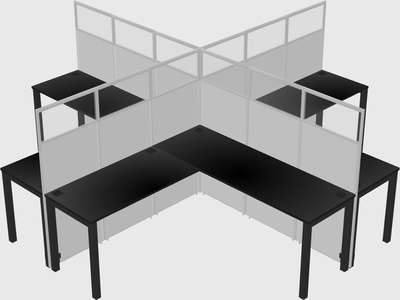 Shared l-shaped cubicles