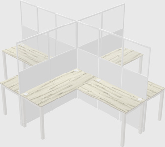 Shared l-shaped cubicles