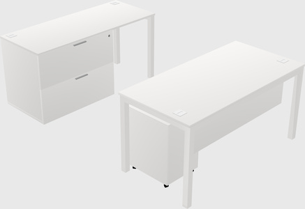 Parallel desk + file cabinet