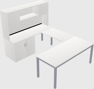 U-shaped desk + cabinet