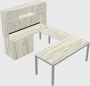 U-shaped desk + cabinet