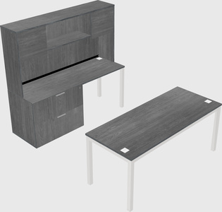 Parallel desk + file cabinet