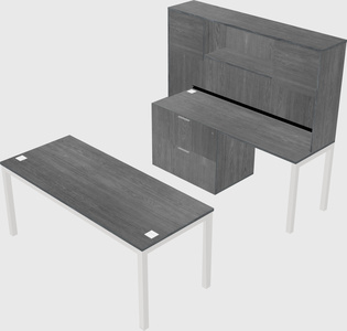 Parallel desk + file cabinet