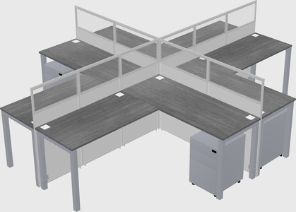 Shared l-shaped cubicles