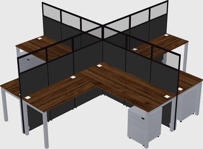 Shared l-shaped cubicles